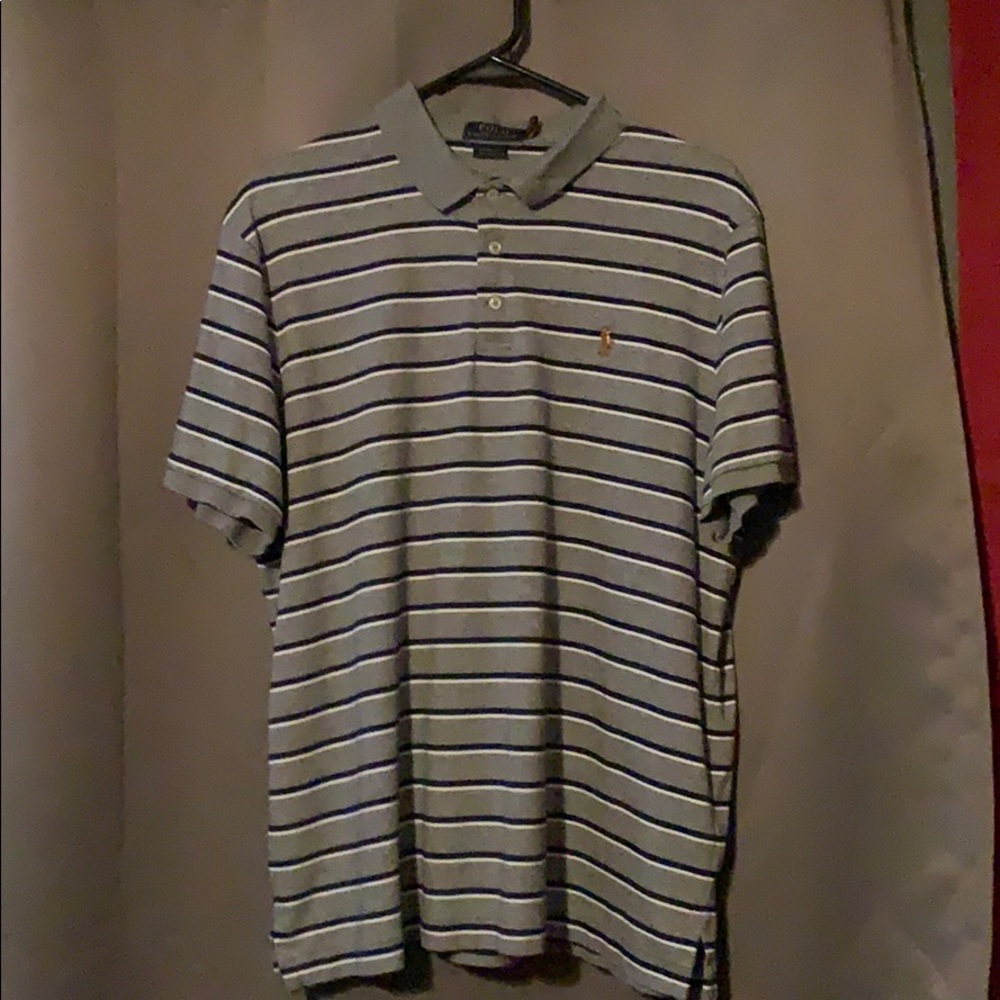 Polo Ralph Lauren navy & white striped gray shirt